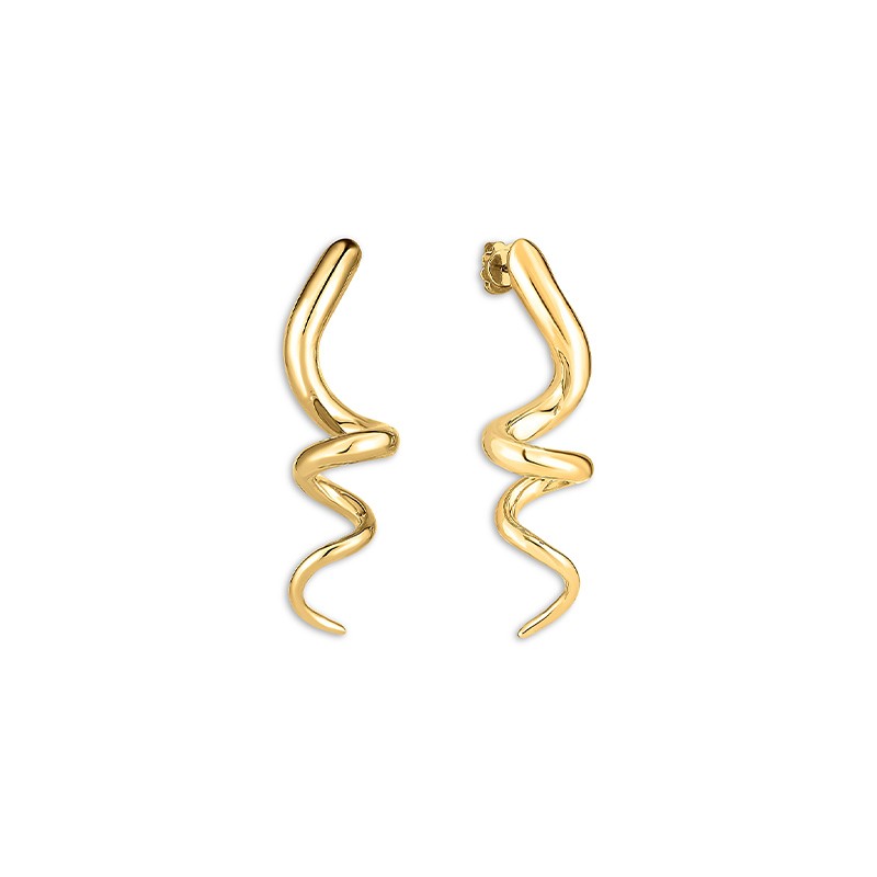 18K Yellow Designer Gold Spiral Earrings