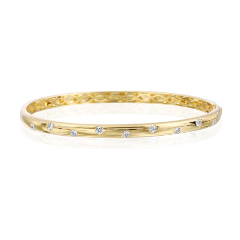 18k Yellow Gold Gypsy Diamond Bangle Bracelet