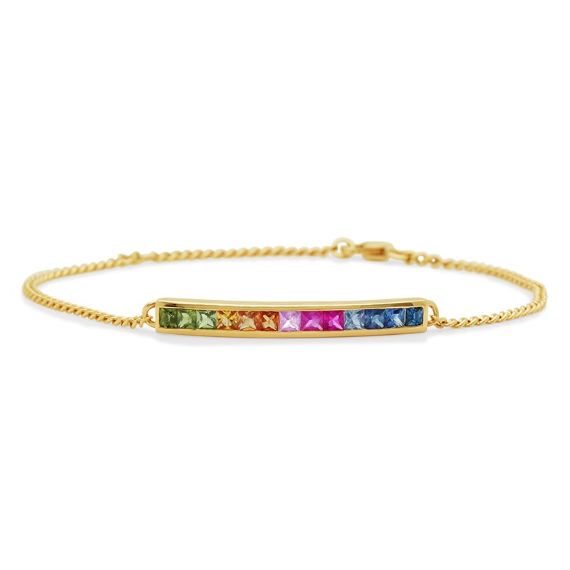 14k Rose Gold Rainbow Sapphire Bracelet
