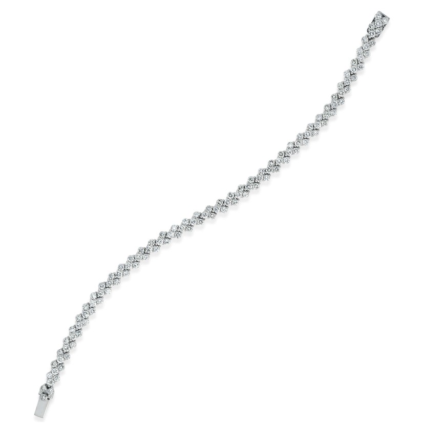18k White Gold Diamond Chevron Link Bracelet