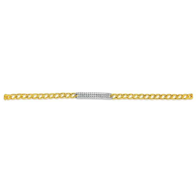 14k Two Tone Curb Link Diamond Bracelet