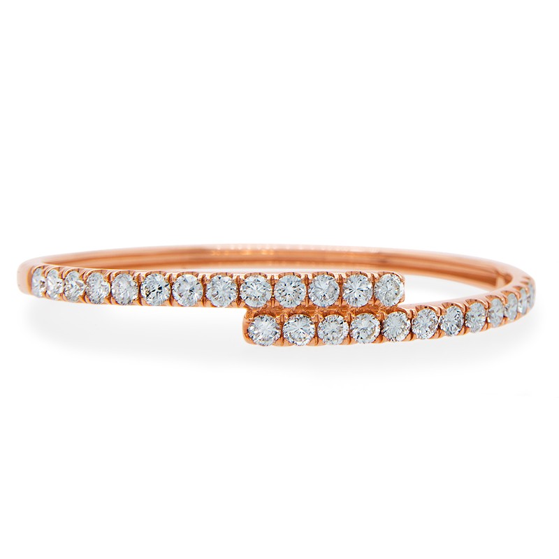 18k Rose Gold Diamond Bypass Bangle Bracelet