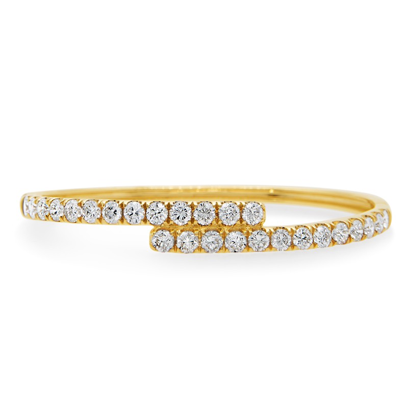 18k Yellow Gold Diamond Bypass Bangle Bracelet