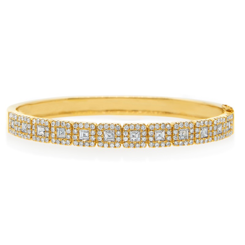 18k Yellow Gold Ascher Diamond Bangle Bracelet