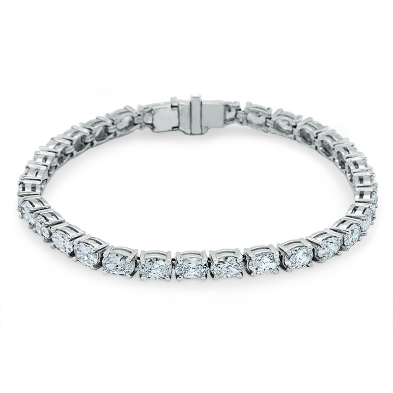 Platinum Oval Diamond Tennis Bracelet