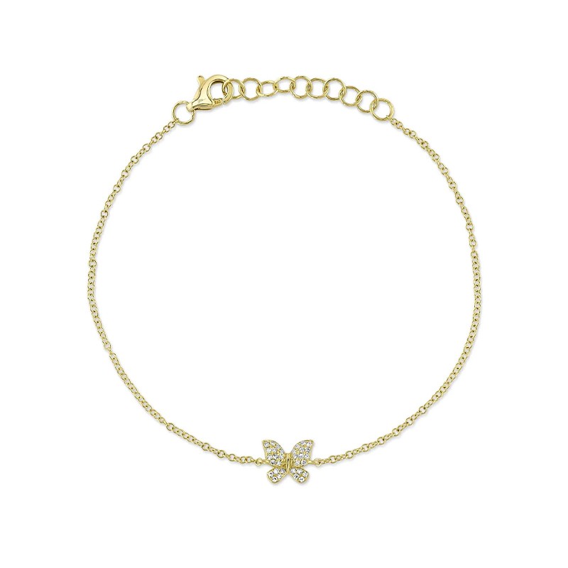 14K Yellow Gold Diamond Butterfly Bracelet