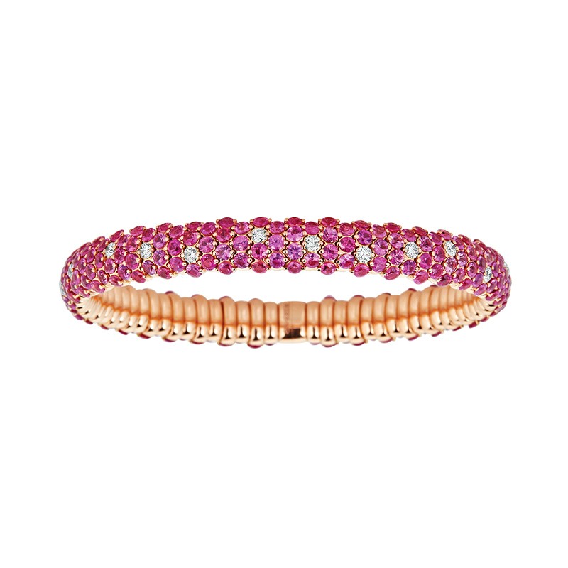 18K Rose gold Pink Sapphire and Diamond Stretch Bracelet