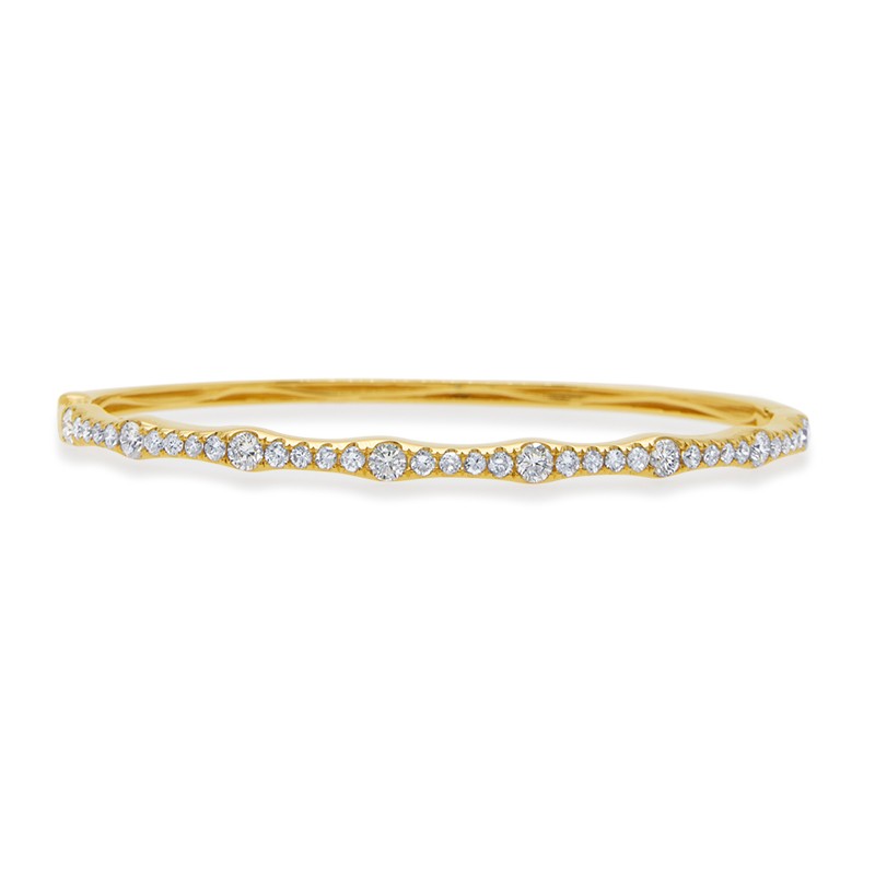 18k Yellow Gold Diamond Oval Bangle Bracelet