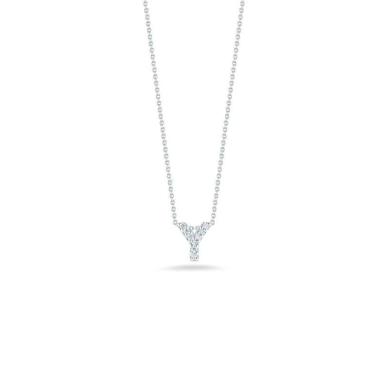 18k White Gold Initial Y Necklace