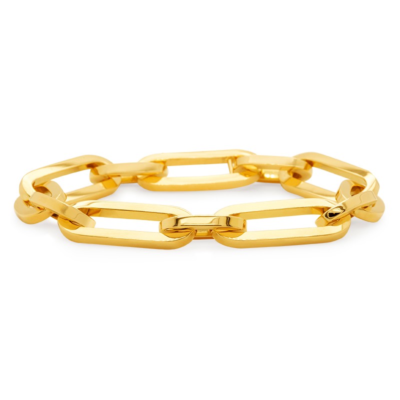 18k Yellow Gold Large and Small Paperclip Link Bracelet
