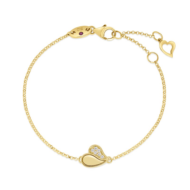 18K Yellow Gold Amorino Diamond Heart Bracelet