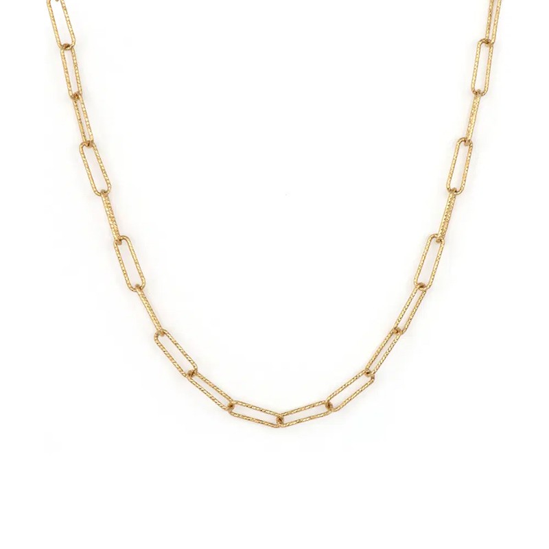 14K Yellow Gold Diamond Cut Paperclip Chain