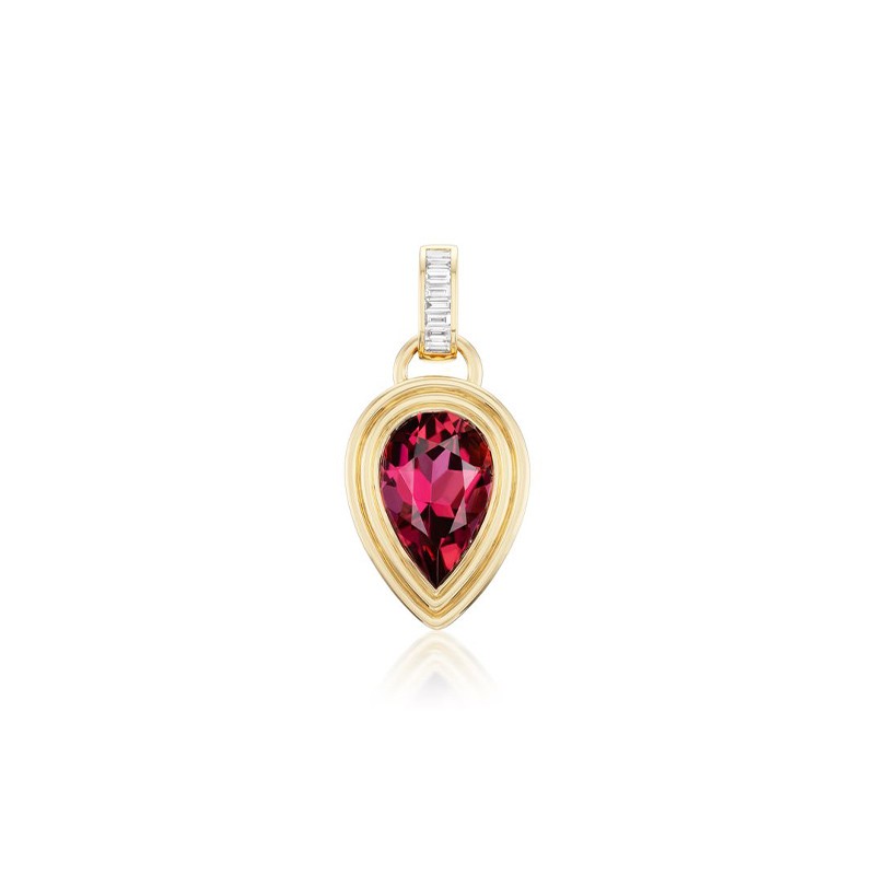 18k Yellow Gold Diamond & Pink Tourmaline Pendant