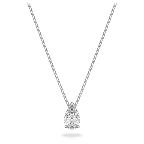 Attract Rhodium Plated Clear Princess Cut Crystal Necklace
