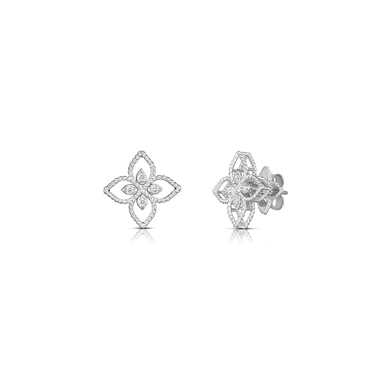 18K White Gold Flower Diamond Studs