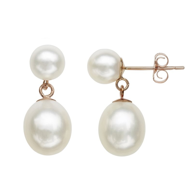 Pearl Button Drop Earrings