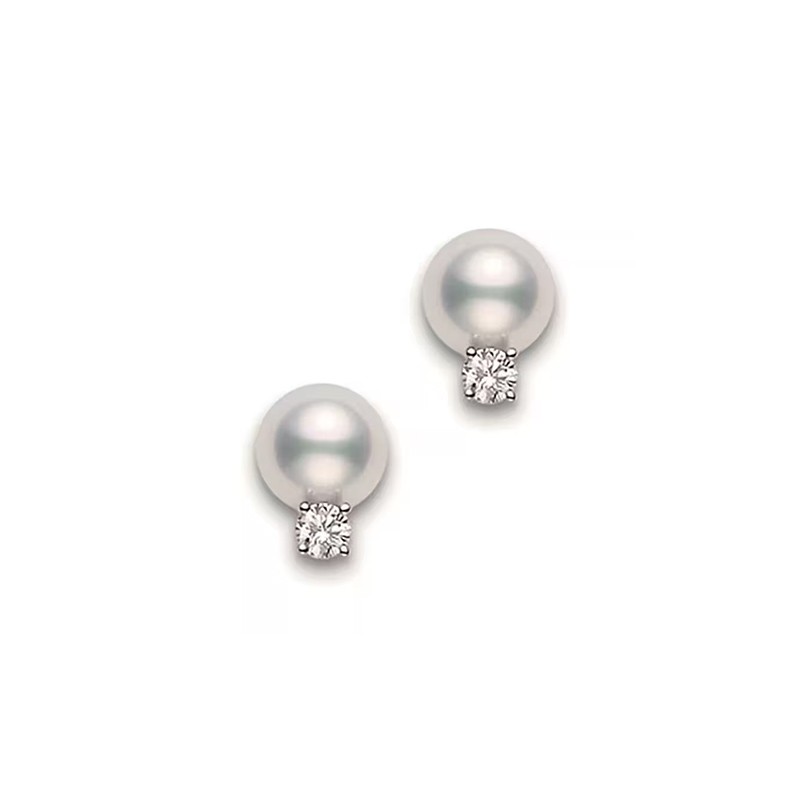 Akoya Cultured Pearl and Diamond Earrings
