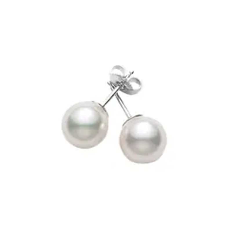 7.5-8mm 18k White Gold Akoya A+ Pearl Stud Earrings