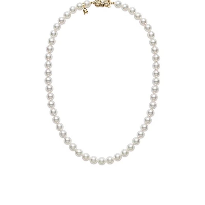 18K Yellow Gold Akoya Cultured Pearl 18" Strand Necklace