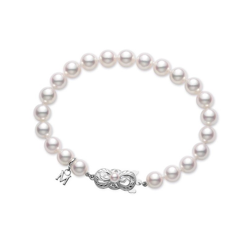 18K White Gold A Quality Akoya Cultured Pearl Bracelet