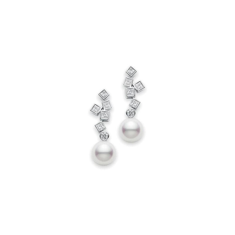 Akoya Pearl and Diamond Drop Earrings