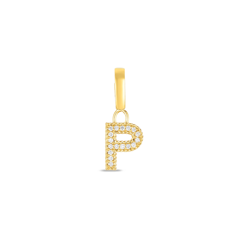 18k Yellow Gold Letter P Charm