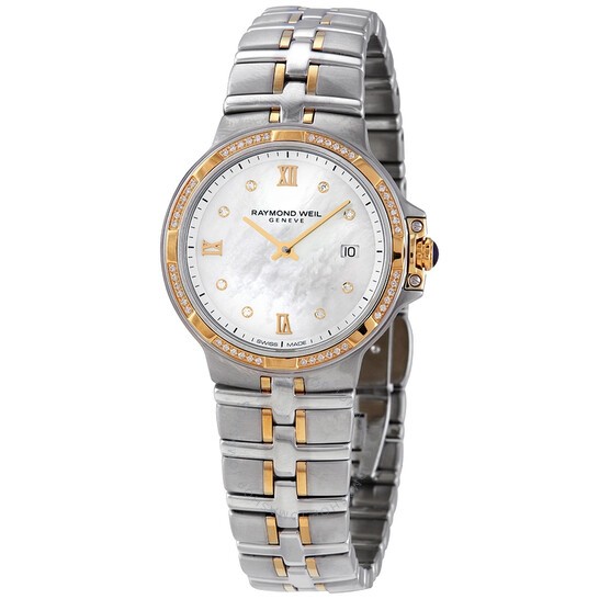 Ladies Diamond Matte White Mother of Pearl Dial Watch