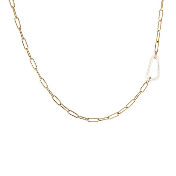 14k Yellow Gold Paperclip Hinge Chain