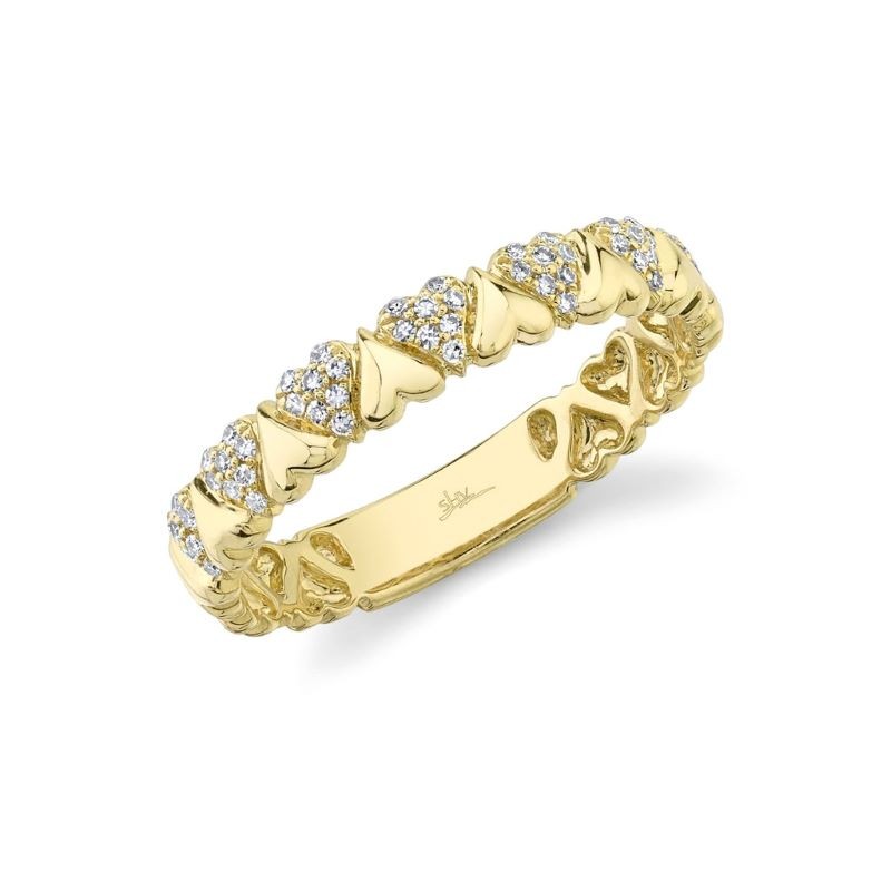 14k Yellow Gold Alternating Polished Heart Ring