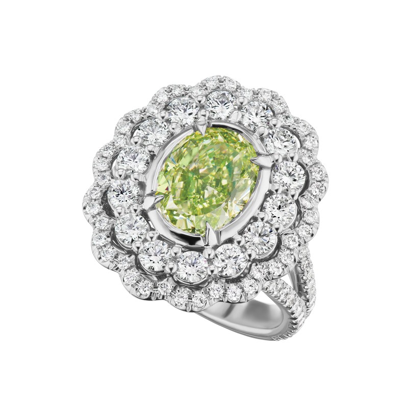 Green & Yellow Diamond Scalloped Ring