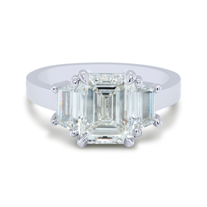 3.03 Ct Platinum Emerald Cut Diamond Ring