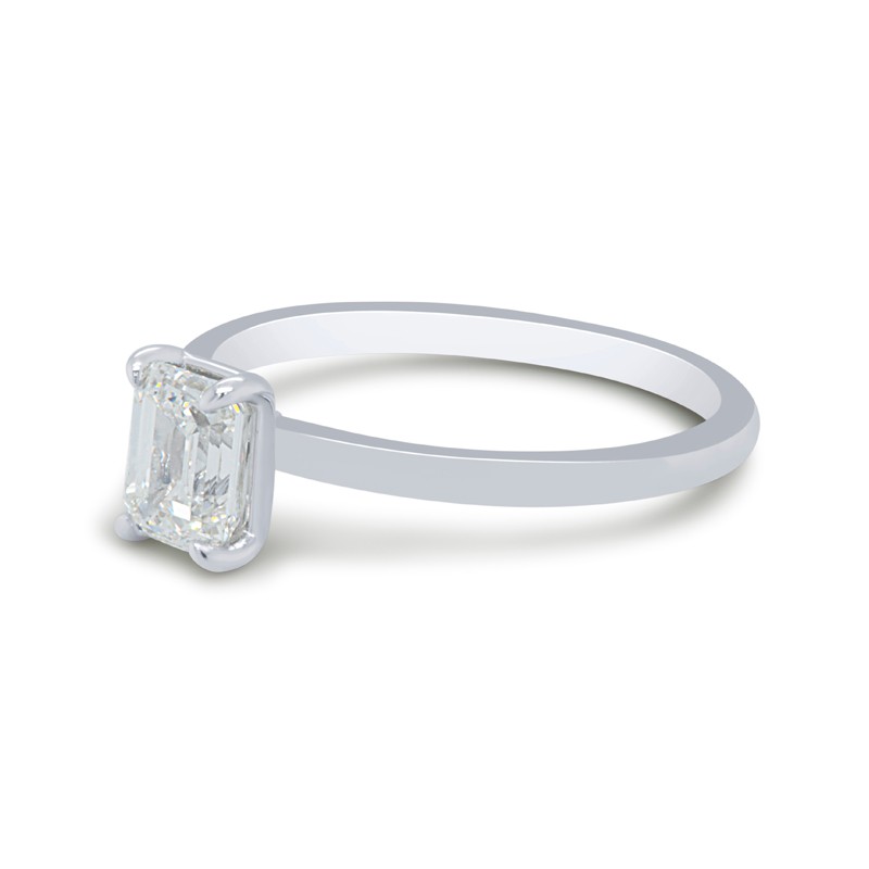 14k White Gold Emerald Cut Diamond Ring