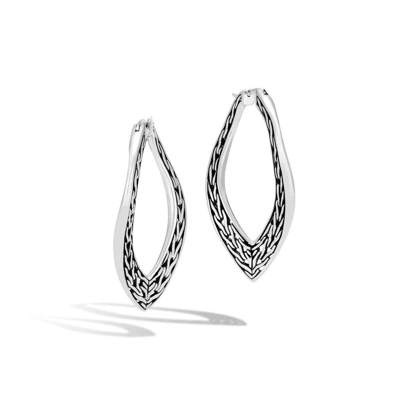 Silver Classic Chain Large Wave Hoop Earrings