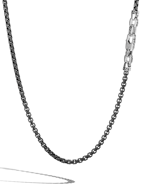 Sterling Silver and Black Classic Box Chain Necklace