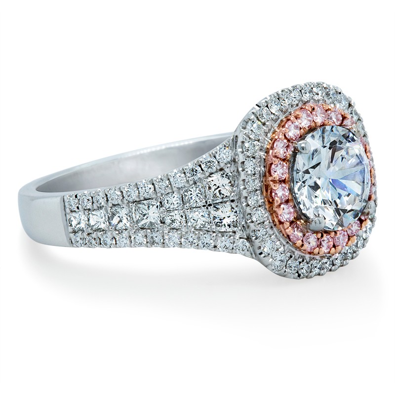 18k White and Rose Gold Diamond Double Cushion Mounting
