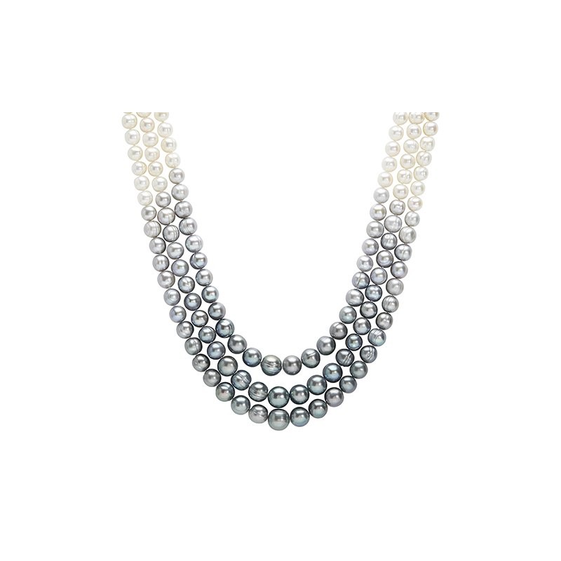Grey and White Pearl Ombre Necklace