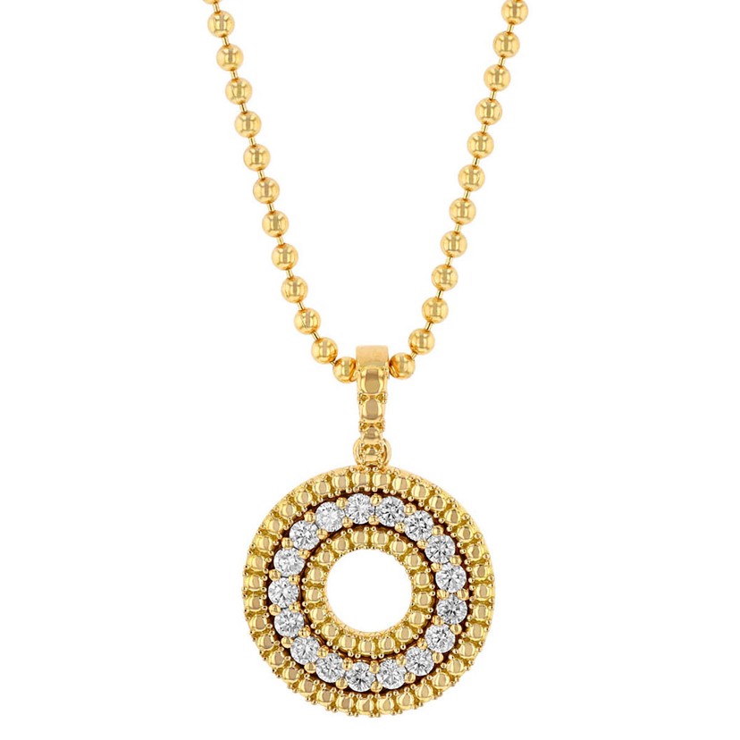 18k Yellow Gold Open Circle Diamond Necklace