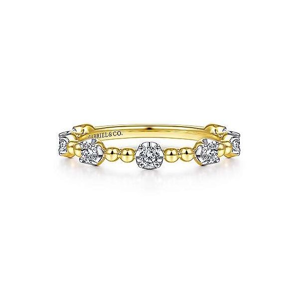 14k Yellow Gold Bujukan Beaded Diamond Ring