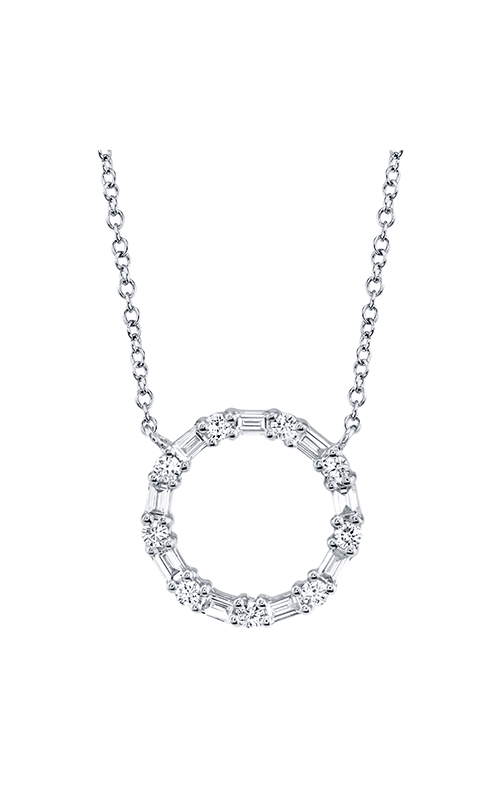 14k White Gold Diamond Open Circle Necklace