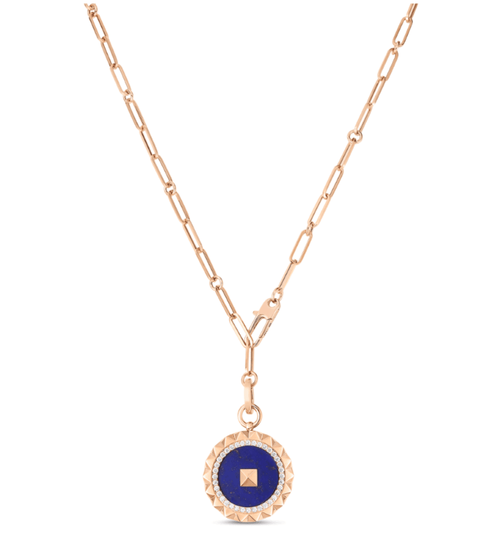 18k Rose Gold Obelisco Diamond Lapis Necklace