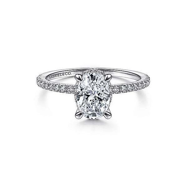 14k White Gold Pave Diamond Engagement Mounting