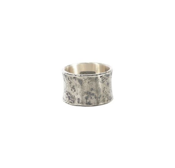 Silver Wide Distressed Textured Ring