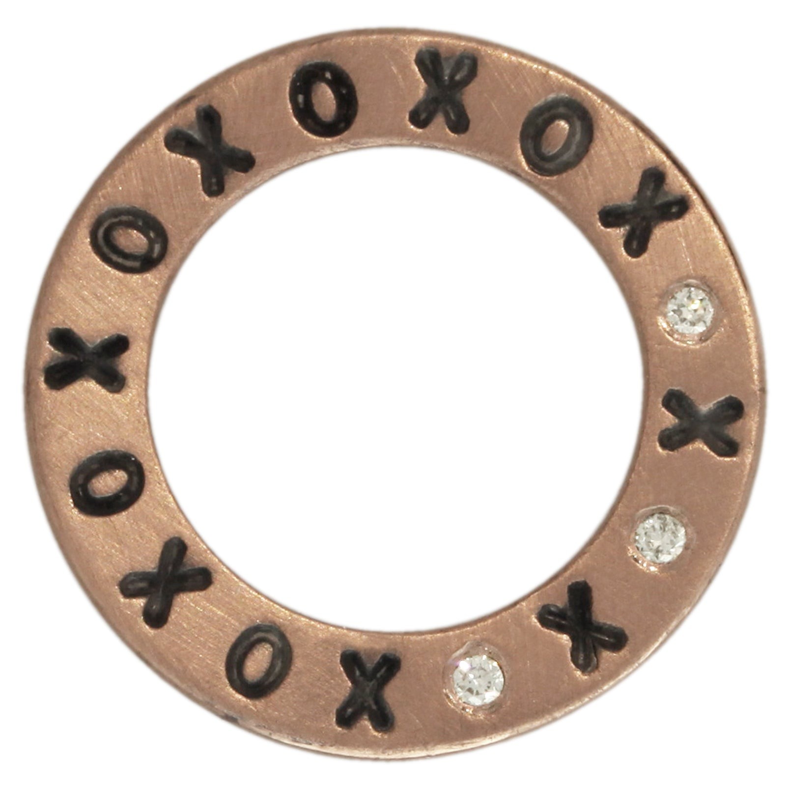 14k Rose Gold Mini Open Circle XO Diamond Charm