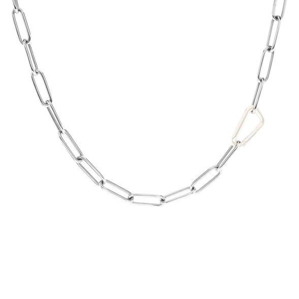 Silver Paperclip Hinge Chain Necklace
