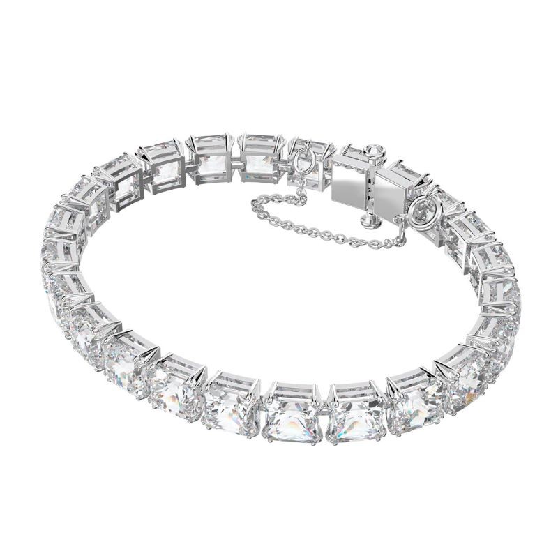 Rhodium Plated Millenia Square Crystal Bracelet