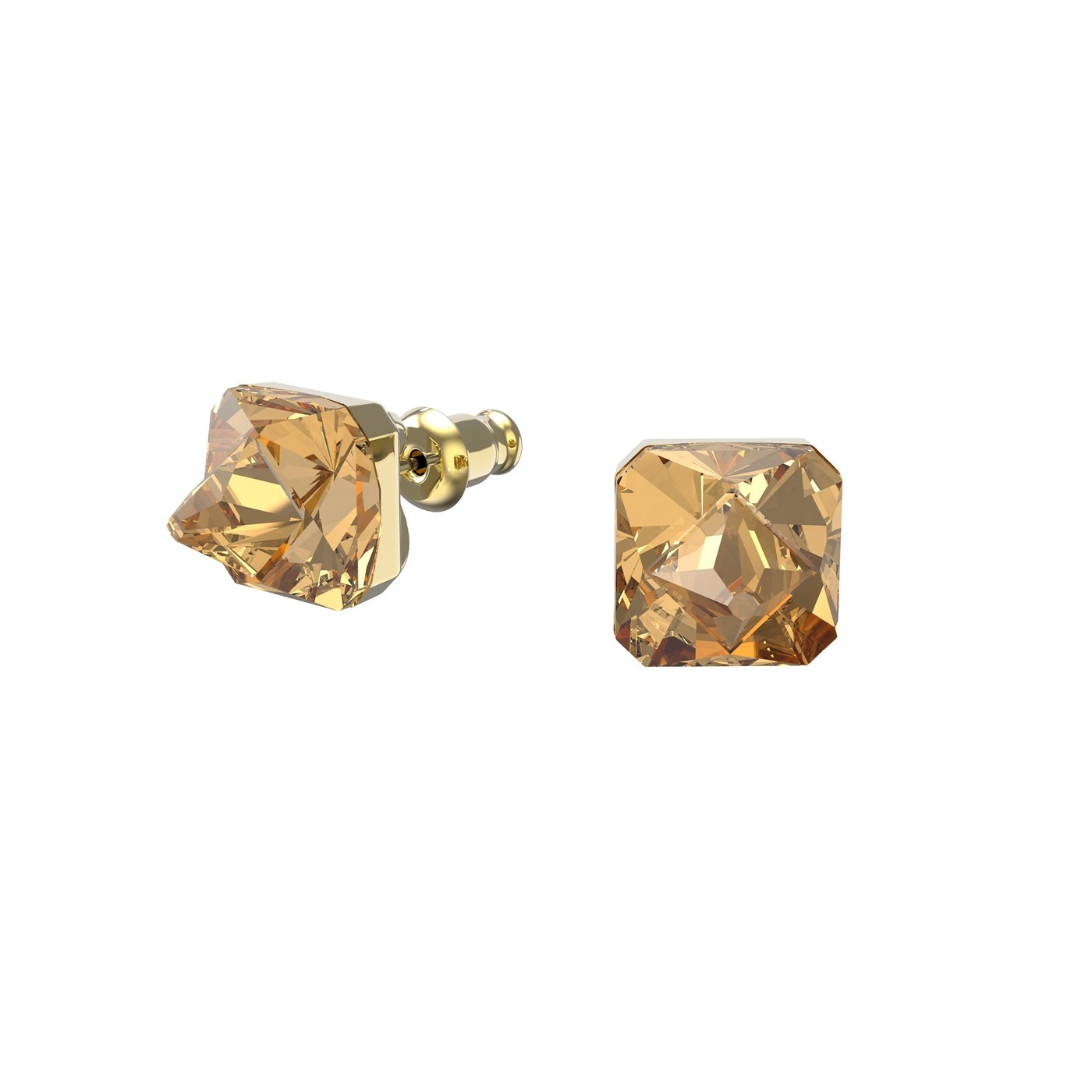 Chroma Gold Tone Plated Pyramid Crystal Stud Earrings