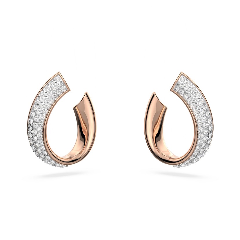 Rose Gold Plated Exists Crystal Ribbon Design Earrings