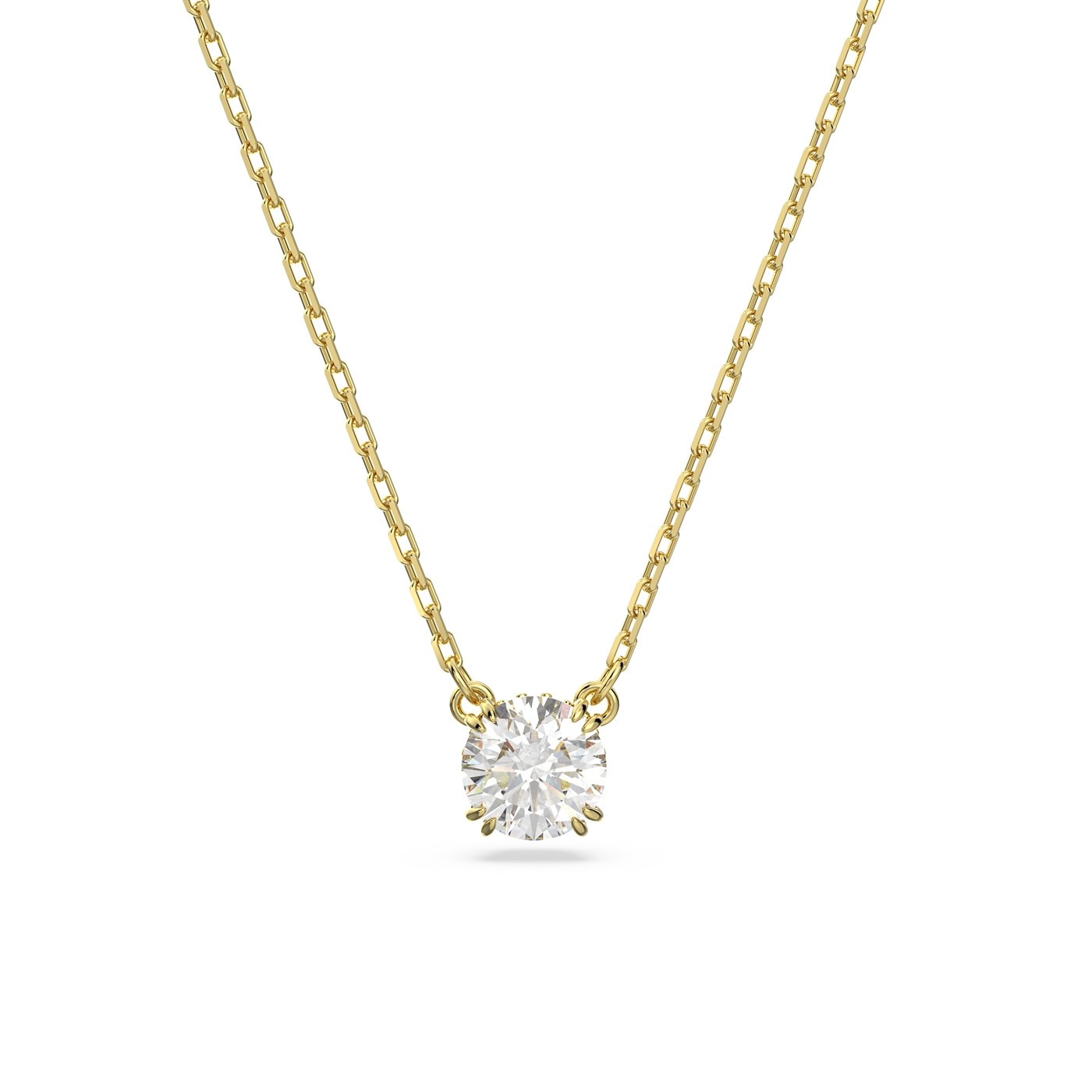 Gold Round Clear Crystal Necklace