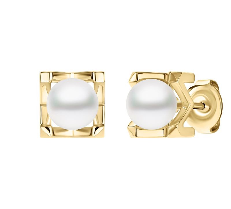 18k Yellow Gold M Collection Akoya Pearl Stud Earrings