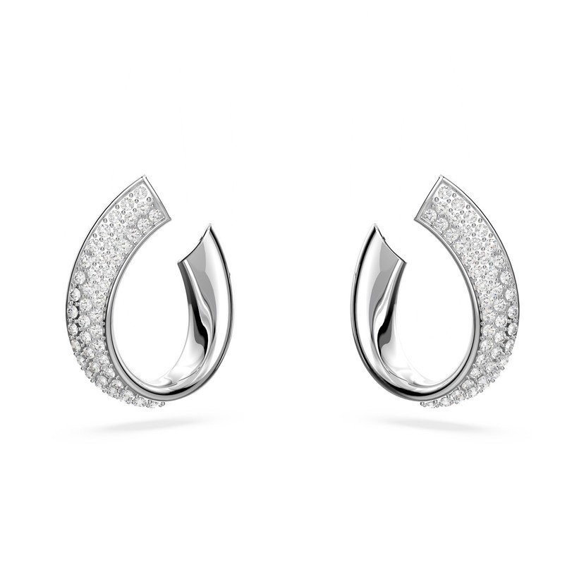 Exist Small Clear Crystal Front Facing Oval Hoop Earrings